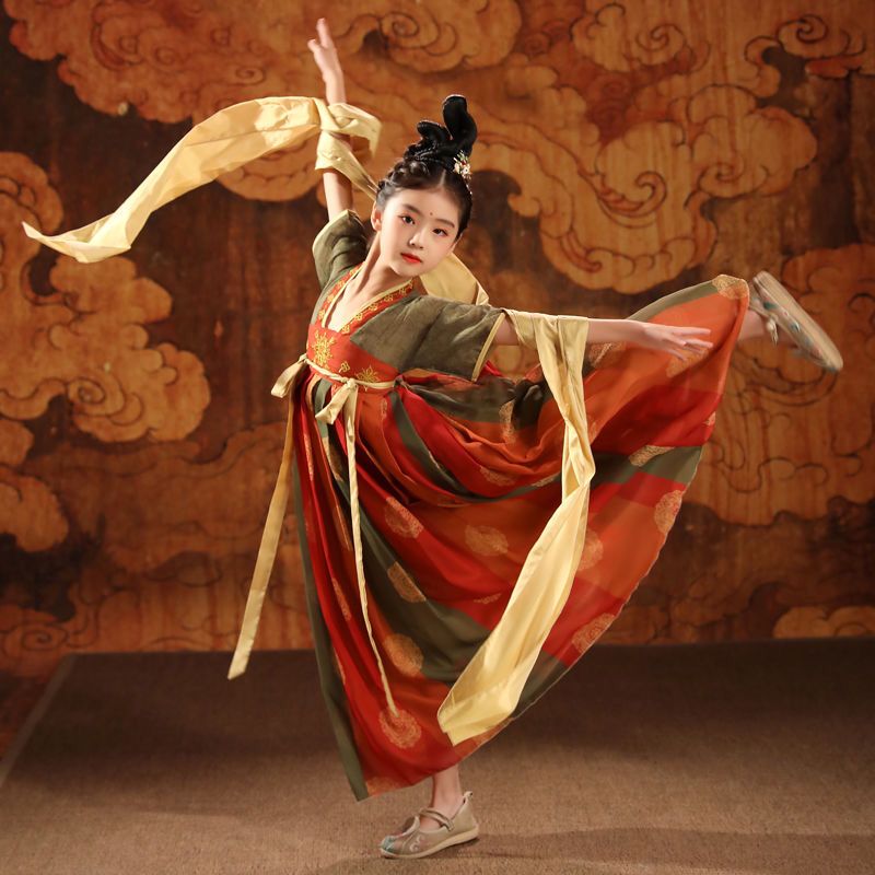 汉服女童襦裙春夏季唐装儿童连衣裙超仙古装敦煌飞天套装中国风好