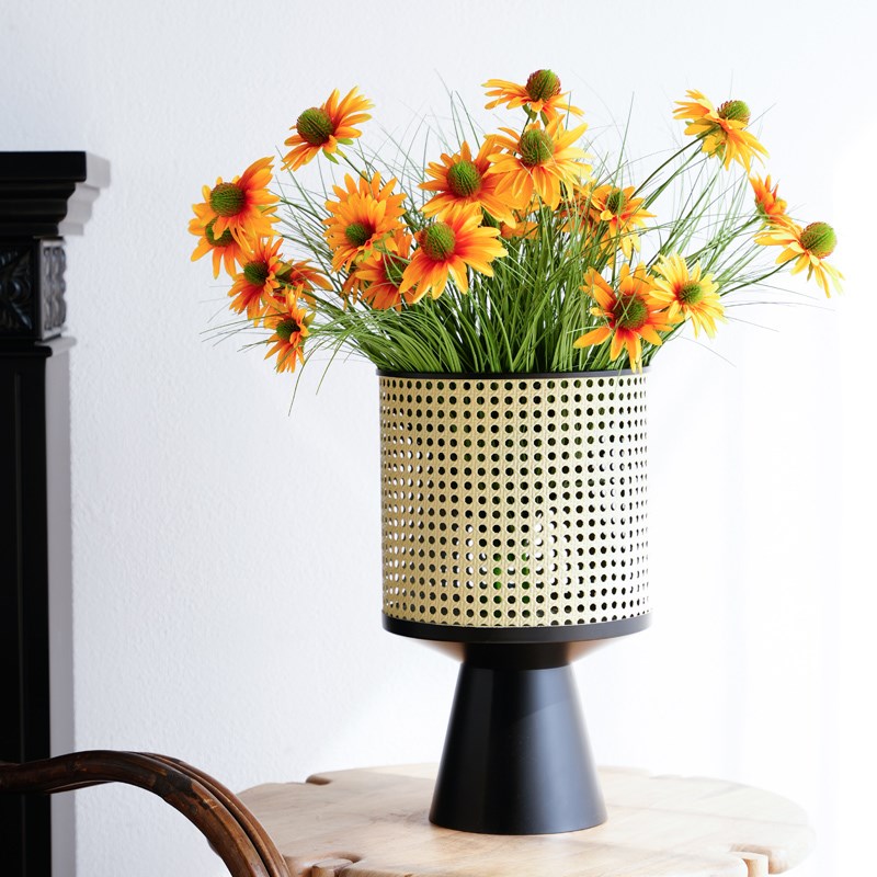 创意仿藤编铁艺花架室内客厅假绿植落地盆栽装饰花盆造景软装摆件