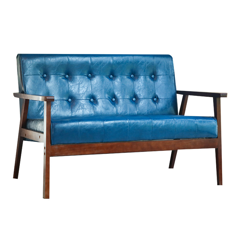 奶茶店桌椅组合简约餐饮卡座办公洽谈双人甜品餐厅清吧实木皮沙发