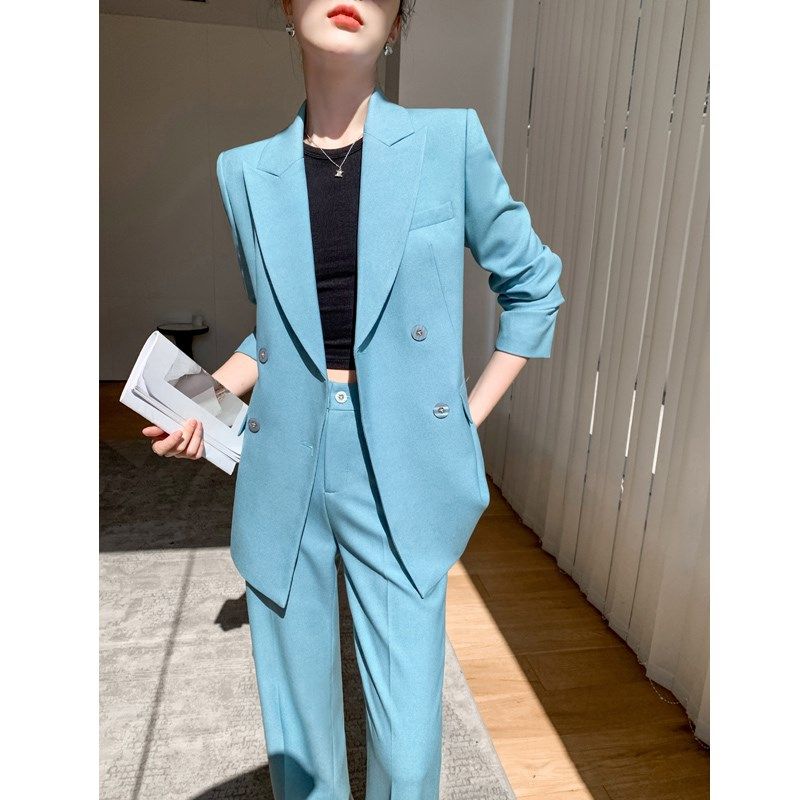 休闲西装套装女高级感职业正装时尚气质阔腿裤小个子西服外套春秋