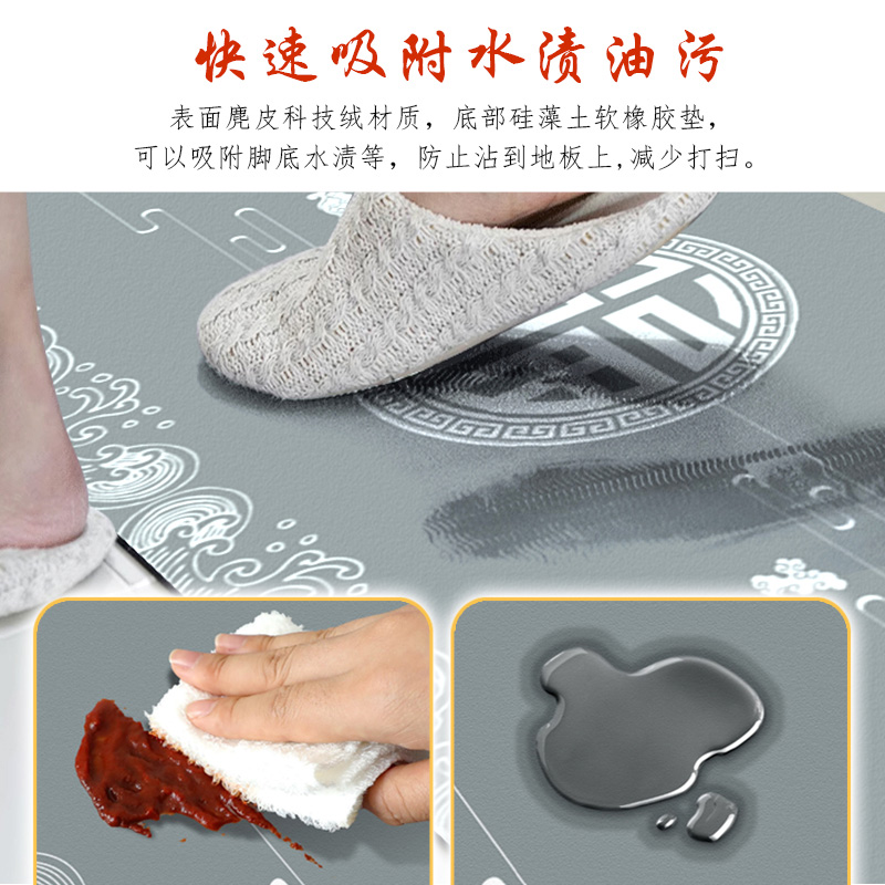 厨房地垫2023新款吸水防滑地毯免洗可擦耐脏家用门垫门口蹭脚脚垫
