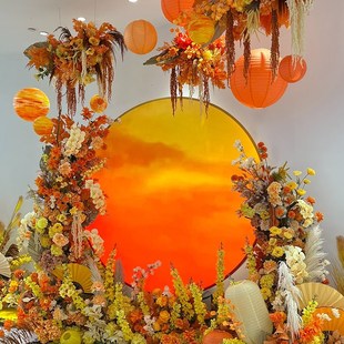 网红景点打卡夕阳落日发光灯箱婚礼户外露营氛围感拍照直播月球灯