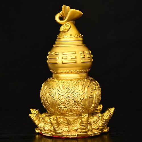 黄铜九龟葫芦摆件开口天医葫芦家用桌面装饰品八福禄龟办公室摆件