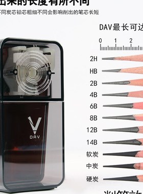 大v削笔器素描V6/V5速写刨铅不锈钢炭笔转笔刀美术生专用刀架DAV