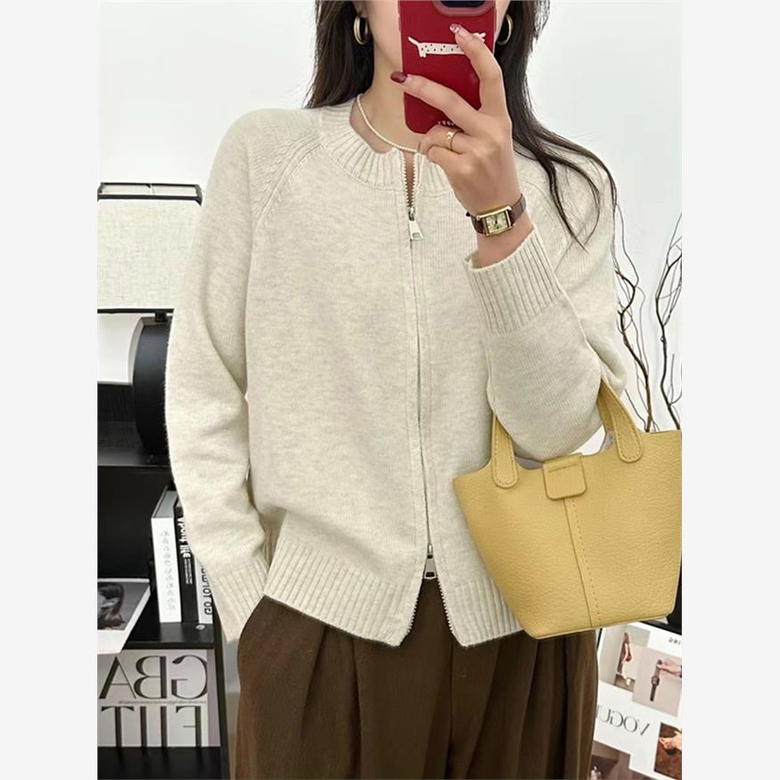 开衫外搭春装女款2025新款拉炼针织上衣短款气质毛衣外套女春秋款