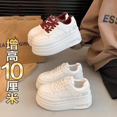 小白鞋女2025春夏新款爆款百搭今年流行的厚底网面休闲内增高板鞋