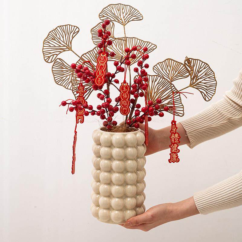 新年喜庆浮雕釉泡泡盆陶瓷花盆蝴蝶兰绿植盆栽桌面阳台创意花器,家居饰品,花瓶,淘宝优惠券,粉丝福利购,淘宝优惠卷