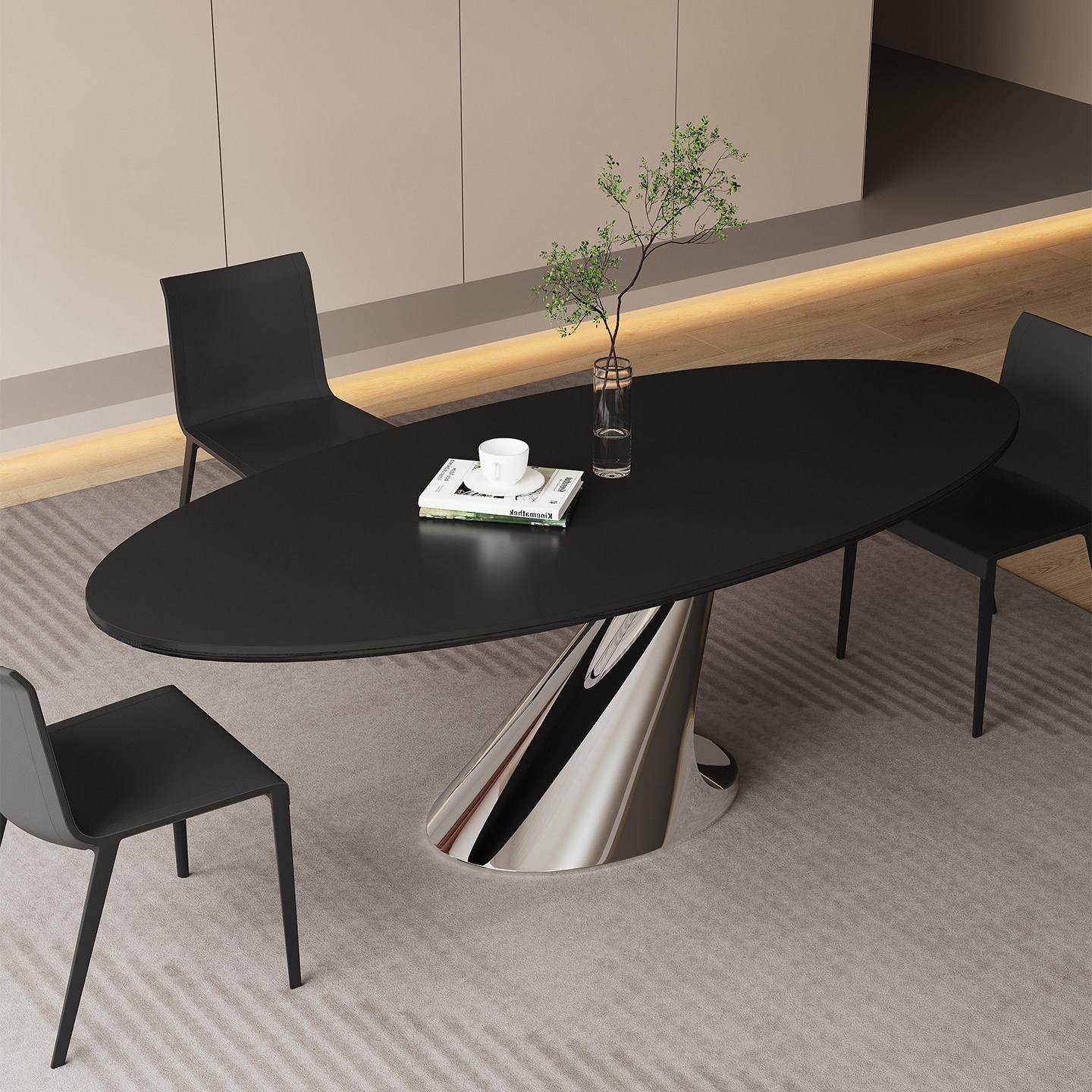 天鹅意式极简岩板餐桌椅组合家用椭圆形高级感覆古中古风吃饭桌子,住宅家具,岩板餐桌,淘宝优惠券,粉丝福利购,淘宝优惠卷