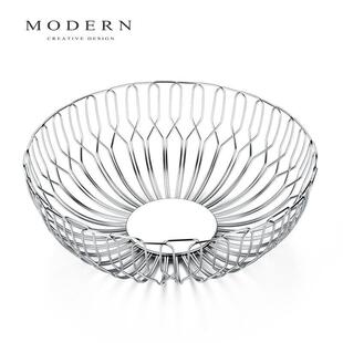 摩登MODERN北欧轻奢不锈钢置物篮面包篮简约客厅家用茶几果盘摆件