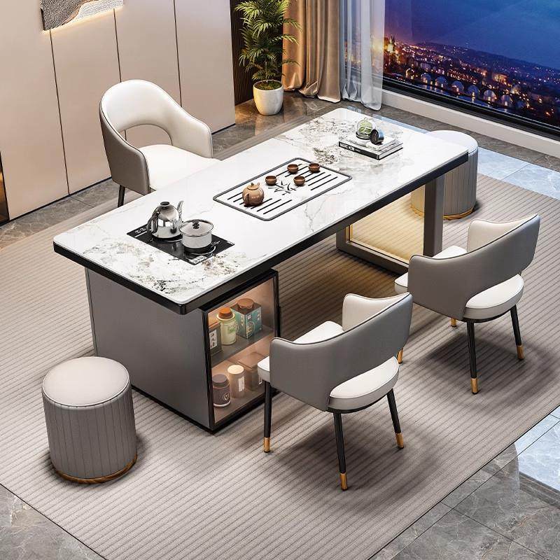 轻奢简约岩板茶桌客厅家用阳台茶台办公室茶桌椅组合一桌五椅茶几,住宅家具,家用茶台/茶桌,淘宝优惠券,粉丝福利购,淘宝优惠卷