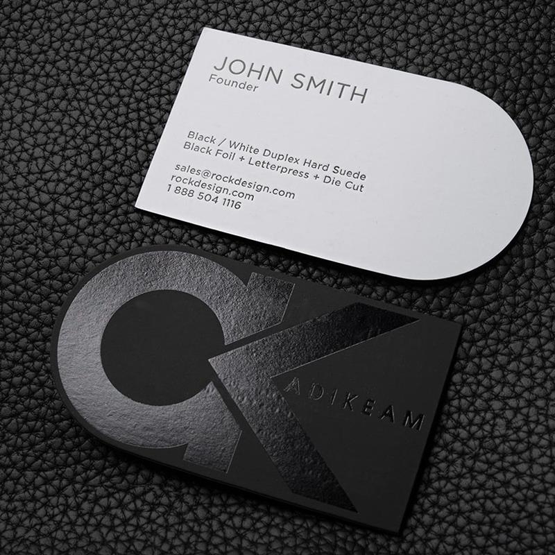 黑白卡高档名片设计制作 高端商务公司订做异型烫金个性名片设计