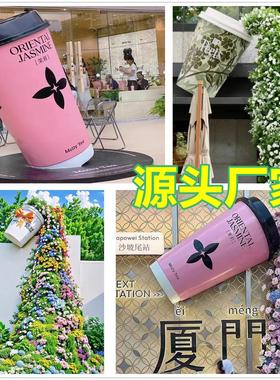 网红打卡大型玻璃纤维奶茶杯装饰户外拍照引流店铺门头雕塑摆件定