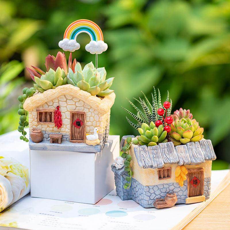 复古怀旧农家小房子外婆家的小木屋茅草屋多肉植物盆栽肉肉小花盆,鲜花速递/花卉仿真/绿植园艺,花盆,淘宝优惠券,粉丝福利购,淘宝优惠卷