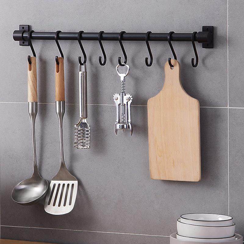 厨房挂杆免打孔挂钩杆家用墙壁挂架置物架挂勺子铲子厨具收纳排钩,厨房/烹饪用具,厨房墙壁置物架/厨房墙壁挂架,淘宝优惠券,粉丝福利购,淘宝优惠卷