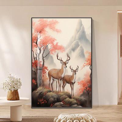 新中式福禄双全客厅落地画 画招财寓意好玄关走廊过道样板间装饰