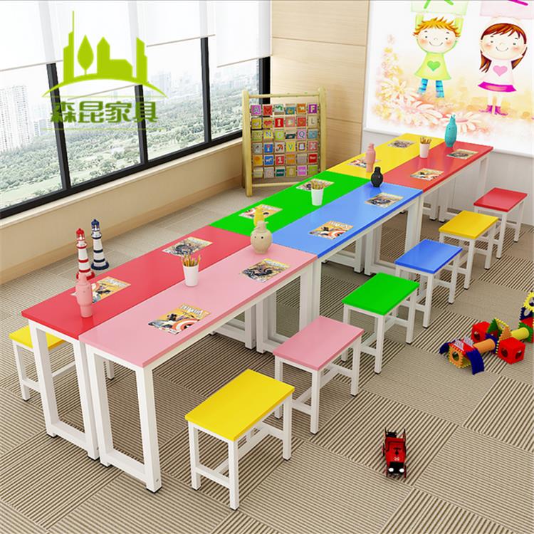 昆明学校辅导班中小学生课桌椅厂家直销单双人培训桌椅组合书桌