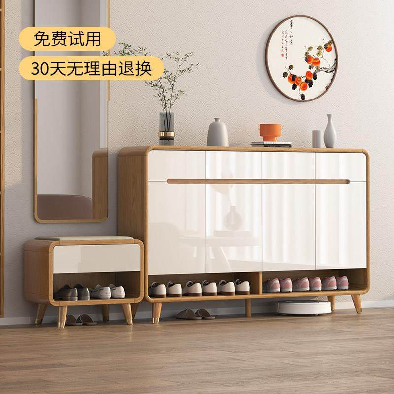 新款入户实木鞋柜家用门口一体现代简约客厅北欧收纳新中式玄关柜,住宅家具,鞋柜,淘宝优惠券,粉丝福利购,淘宝优惠卷