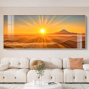 旭日东升装饰画客厅东墙沙发背景墙挂画日出东方卧室床头太阳壁画