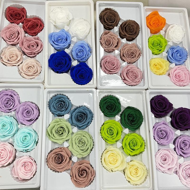 特价玫瑰5-6cm包花束抱抱桶手工diy玻璃罩花盒材料永生花玫瑰