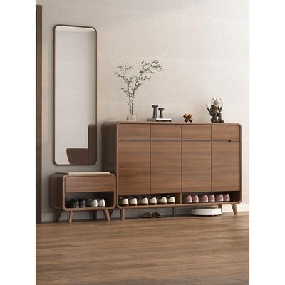 新中式鞋柜家用门口实木中古玄关柜入门一体靠墙门外2025新款爆款