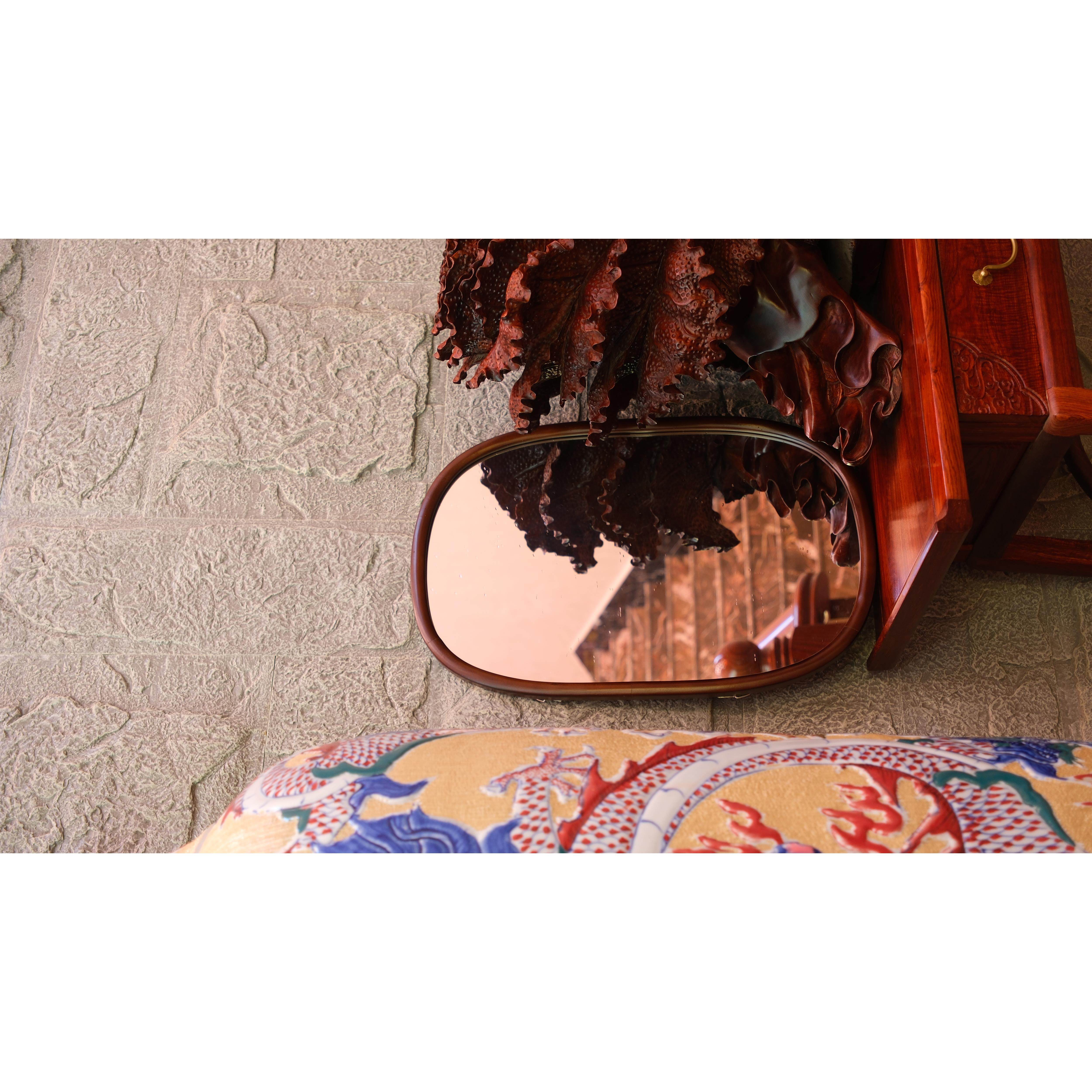 原木风出口实木镜子中古风化妆镜横竖可挂装饰镜法式田园风化妆镜