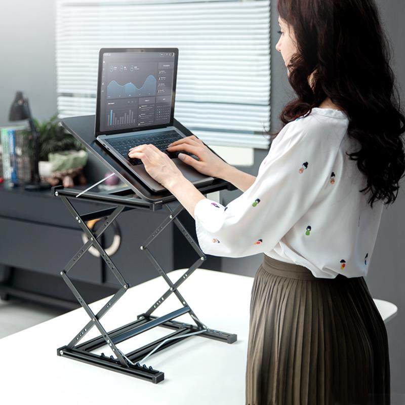 omax站立工作台笔记本升降桌铝合金升降台办公桌增高折叠电脑桌