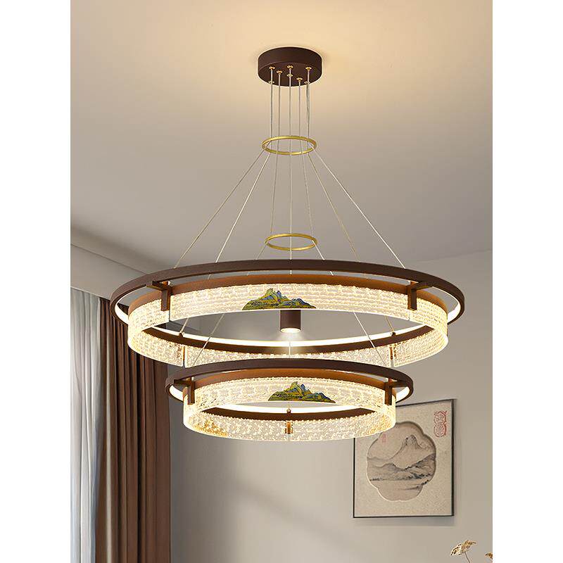 轻奢后现代时尚客厅创意圆环水晶吊灯设计师新中式餐厅包厢卧室灯