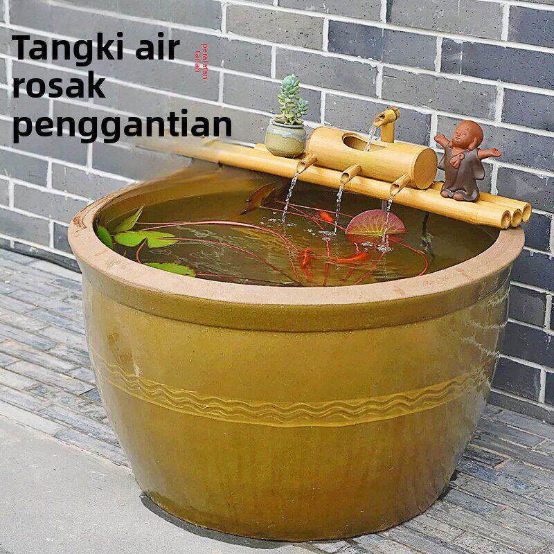 水缸老式阳台养鱼池落地室外金鱼缸陶瓷庭院造景荷花盆缸古法鱼缸