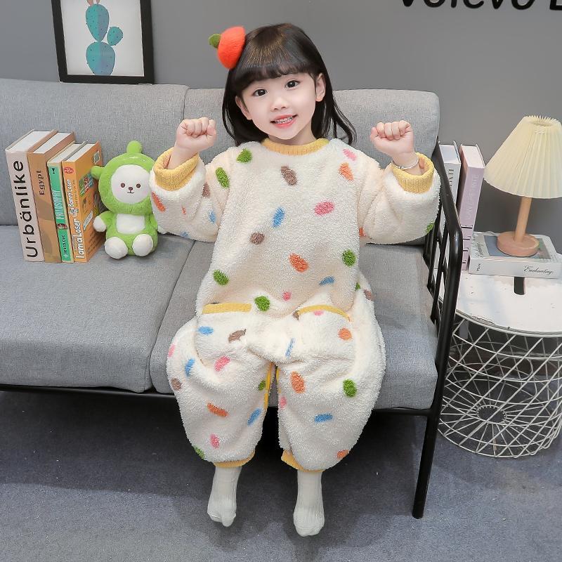 宝宝睡袋冬季加绒加厚婴儿防踢被儿童珊瑚绒家居服冬女童连身睡衣