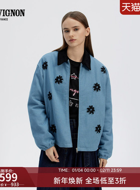 CHEVIGNON法国尚飞扬24春夏新款经典花朵百搭简约舒适女士短外套