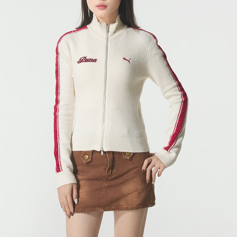 PUMA彪马外套女装冬季新款运动服立领针织毛衣夹克 635719-87