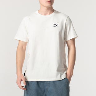 PUMA彪马短袖 印花白色休闲男运动服黑纯色棉T恤上衣潮 男夏新款