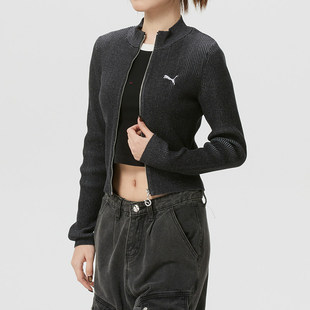 PUMA彪马官方马年新年款纯棉修身针织衫女冬季运动卫衣 636173-01
