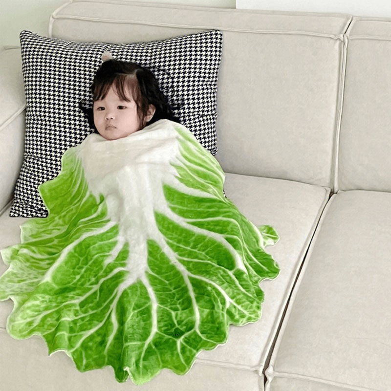 大白菜搞怪毯子搞笑网红小学小童小朋友小孩绿色儿童便宜幼儿叶子