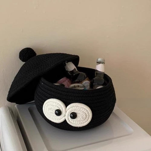 客厅桌面收纳盒卡通可爱编织收纳