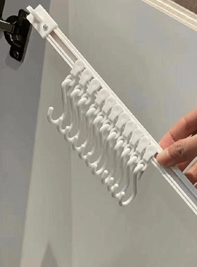 橱柜连排挂钩厨房排钩可滑动S钩多功能钩子浴室免打孔长排贴cwq