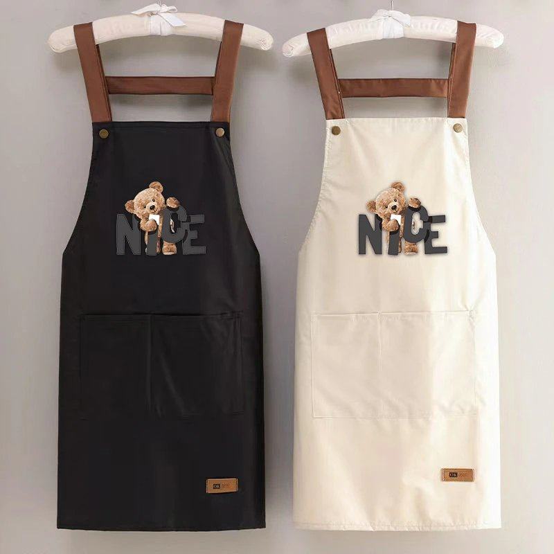 新款情侣厨房成人时尚防水防油围裙工作服家用洋气做饭无袖韩版