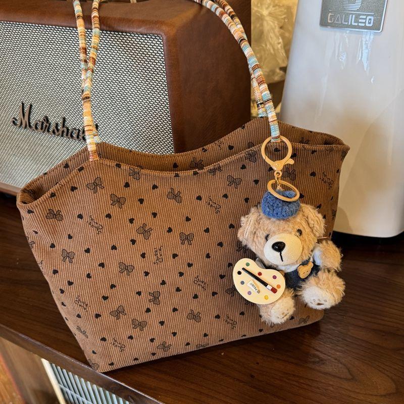 2025新款复古蝴蝶结爱心托特包女