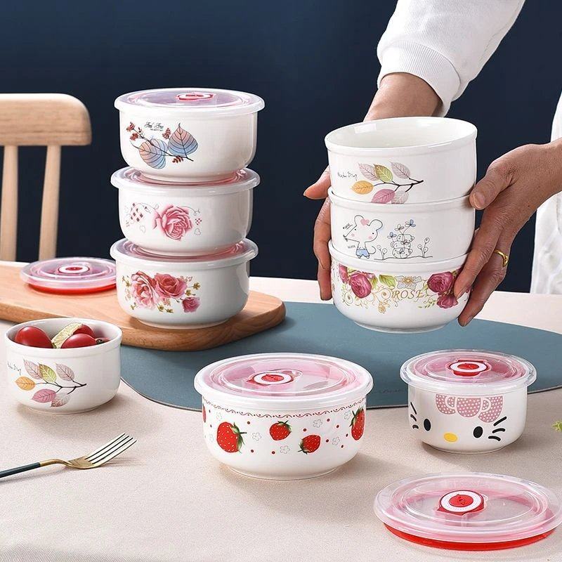【多款可选】陶瓷保鲜碗泡面碗冰箱收纳盒微波炉带盖密封便当饭盒,餐饮具,饭盒/保温桶/保温提锅,淘宝优惠券,粉丝福利购,淘宝优惠卷