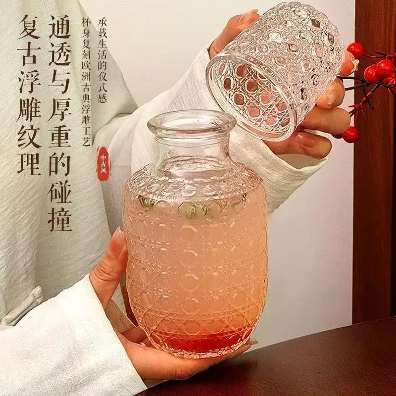 一壶一杯复古浮雕冷水壶玻璃凉水