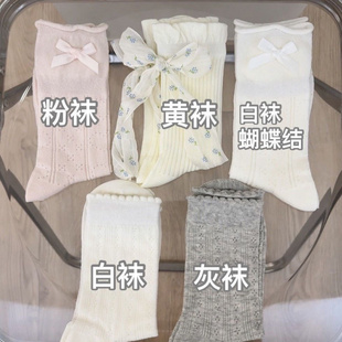 少女袜组合高颜值韩系ins蝴蝶结长袜日系透气堆堆袜女中筒袜 夏季