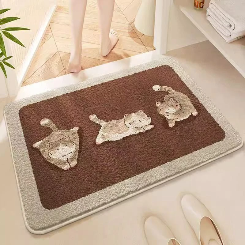 卡通浴室吸水地垫耐脏卫生间门口易打理脚垫家用可爱仿羊绒防滑Y