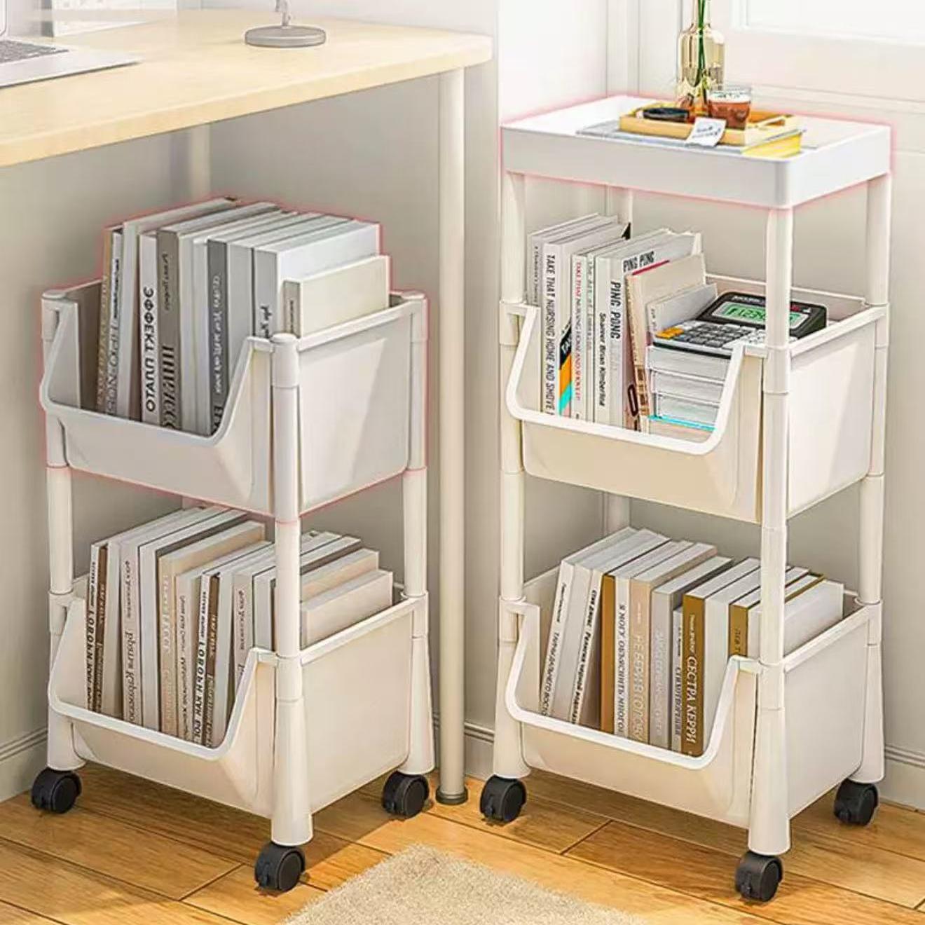 可移动书架带轮置物架落地桌面儿童玩具收纳家用客厅卧室简易书柜
