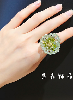 手工原创绿野仙踪花朵开口戒指