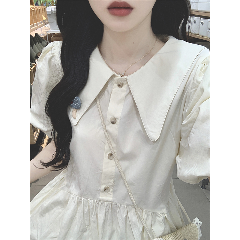 桔梗法式娃领连衣裙女夏小