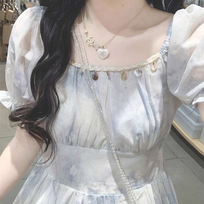 法式甜美晕染碎花连衣裙女