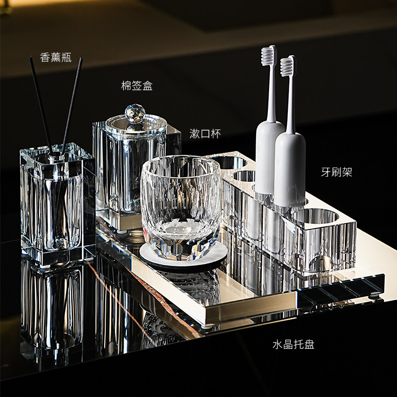 透明水晶玻璃浴室用品套件摆件