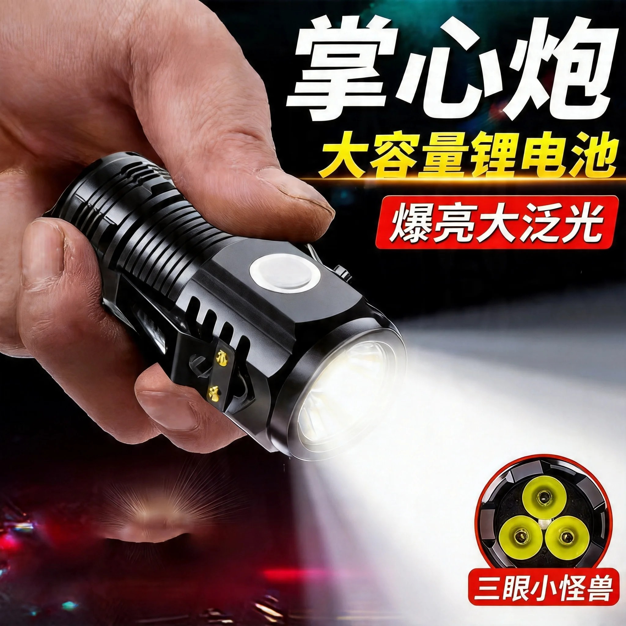 手电筒强光可充电式户外超亮远射小型迷你便携家用耐用氙气led灯