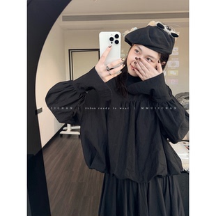 MMUIICHAN 风的折痕 不规则袖+压褶+花苞设计 公主感衬衫上衣