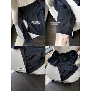 MMUIICHAN 小露个肩 粗坑条纹捏褶斜肩初秋百搭简约长袖上衣